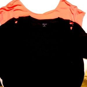 Set of 2 exercise tops ZELOS extra large XL orange black EUC yoga Pilates